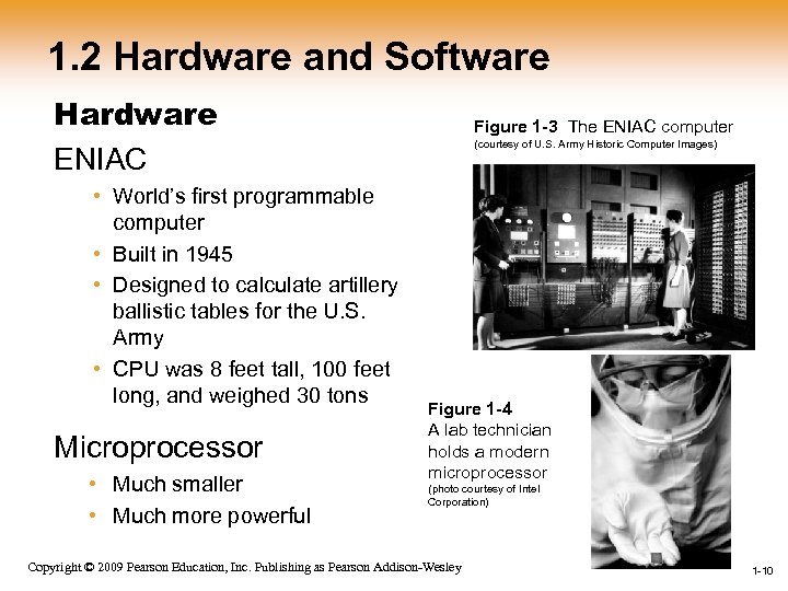 1. 2 Hardware and Software Hardware ENIAC • World’s first programmable computer • Built