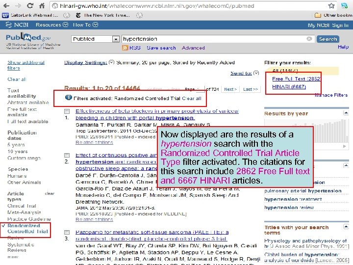 Now displayed are the results of a hypertension search with the Randomized Controlled Trial