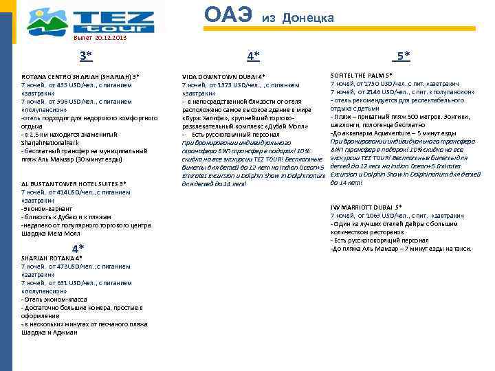 ОАЭ из Донецка Вылет 20. 12. 2013 3* ROTANA CENTRO SHARJAH (SHARJAH) 3* 7