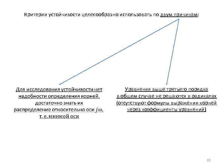 Критерии устойчивости целесообразно использовать по двум причинам: Уравнения выше третьего порядка в общем случае