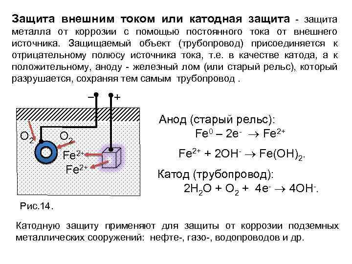 Защита внешним током или катодная защита - защита металла от коррозии с помощью постоянного
