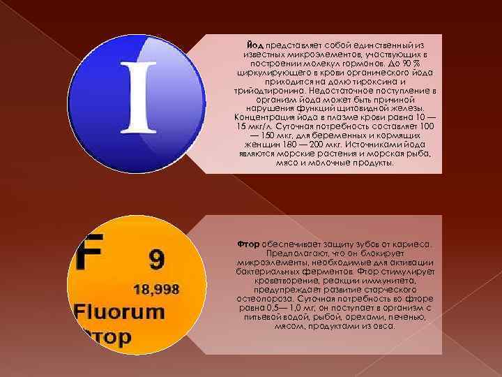 Йод представляет собой единственный из известных микроэлементов, участвующих в построении молекул гормонов. До 90