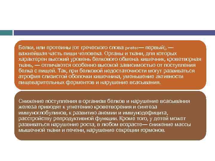 Белки, или протеины (от греческого слова protos— первый), — важнейшая часть пищи человека. Органы