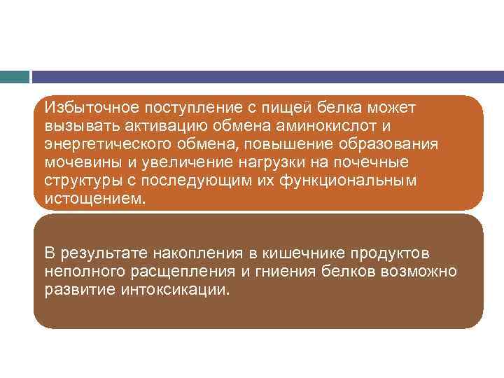 Избыточное поступление с пищей белка может вызывать активацию обмена аминокислот и энергетического обмена, повышение