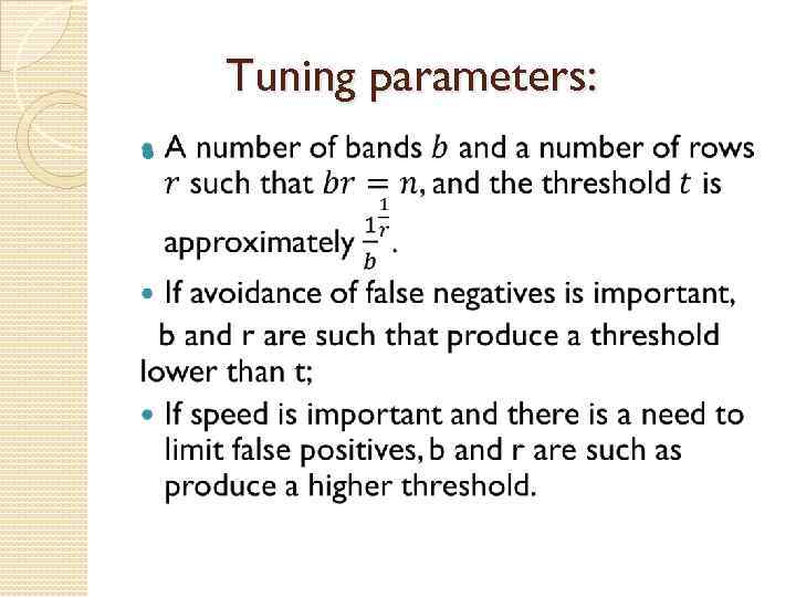 Tuning parameters: 