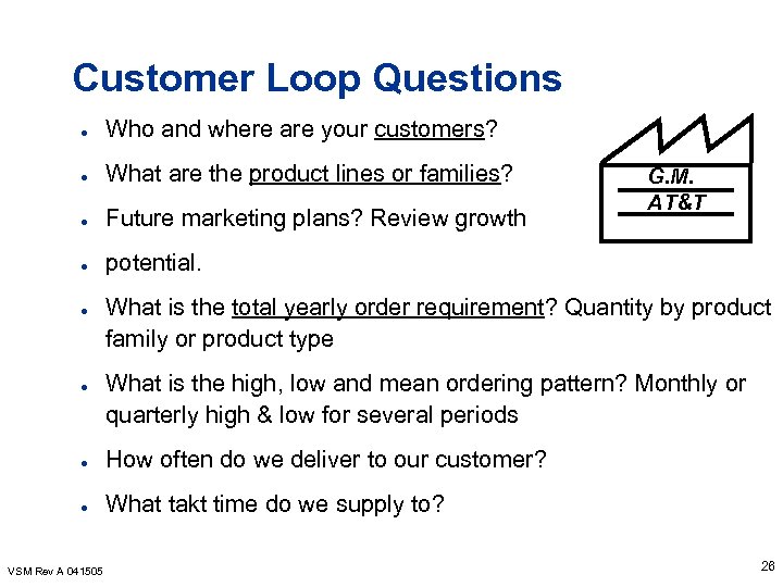 Customer Loop Questions l Who and where are your customers? l What are the