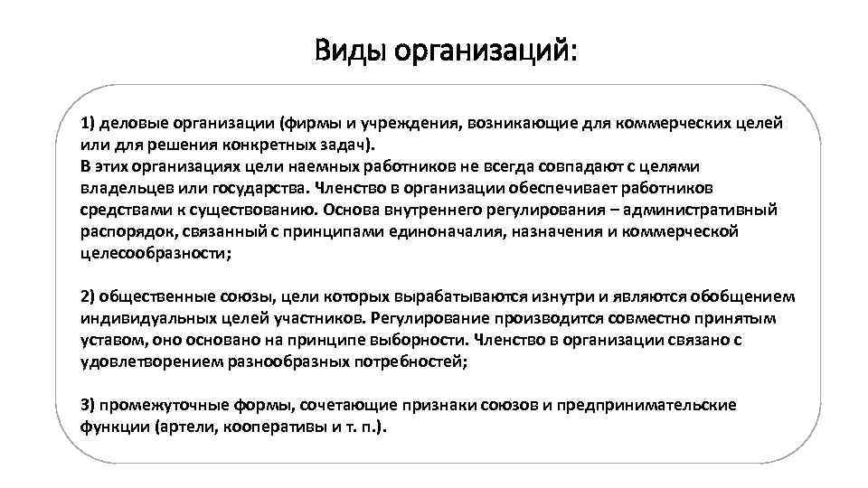 Для организации характерны. Виды организаций. Видами организаций являются:. . Предприятие. Цели, виды предприятий.. Виды организаций (предприятий и фирм).