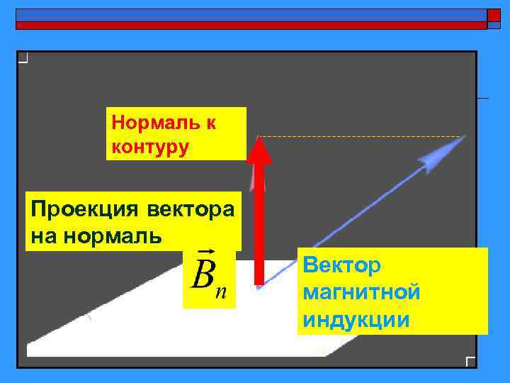 Нормаль к контуру Проекция вектора на нормаль Вектор магнитной индукции 