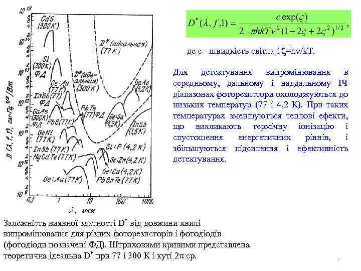 де c - швидкість світла і =h /k. T. Для детектування випромінювання в середньому,