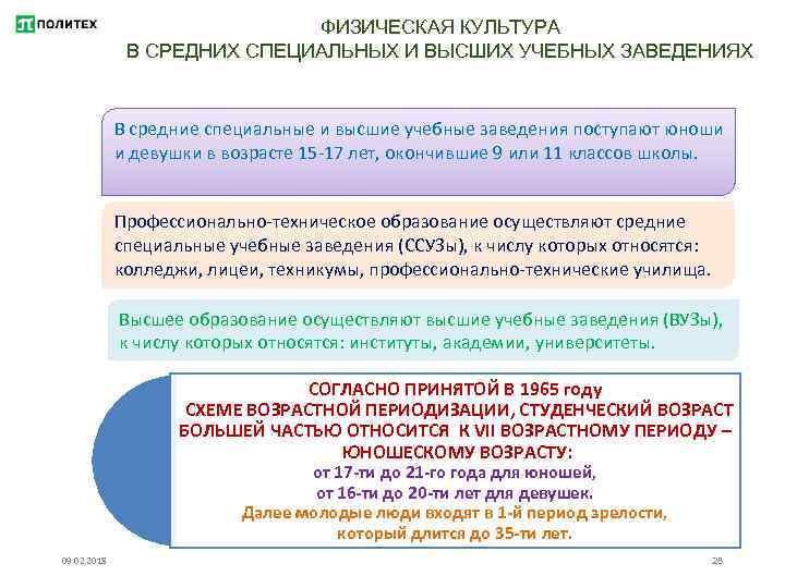 ФИЗИЧЕСКАЯ КУЛЬТУРА В СРЕДНИХ СПЕЦИАЛЬНЫХ И ВЫСШИХ УЧЕБНЫХ ЗАВЕДЕНИЯХ В средние специальные и высшие