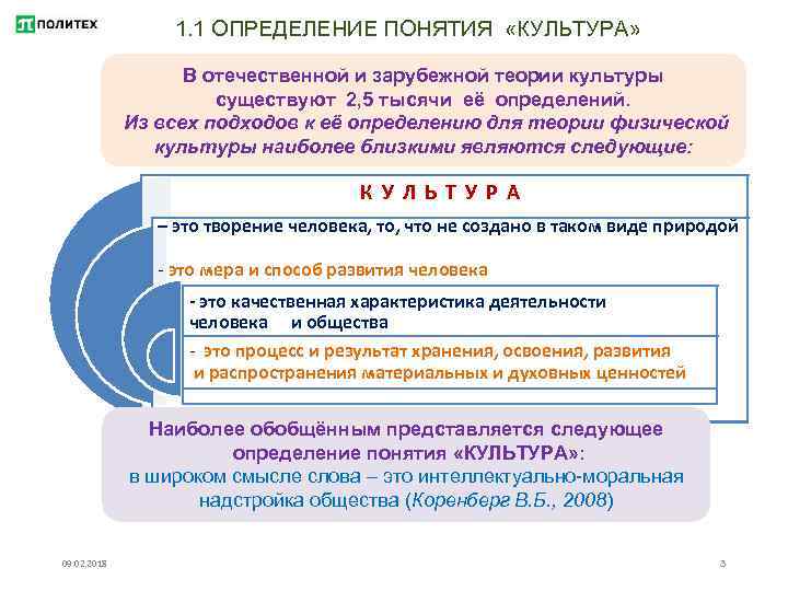 1. 1 ОПРЕДЕЛЕНИЕ ПОНЯТИЯ «КУЛЬТУРА» В отечественной и зарубежной теории культуры существуют 2, 5