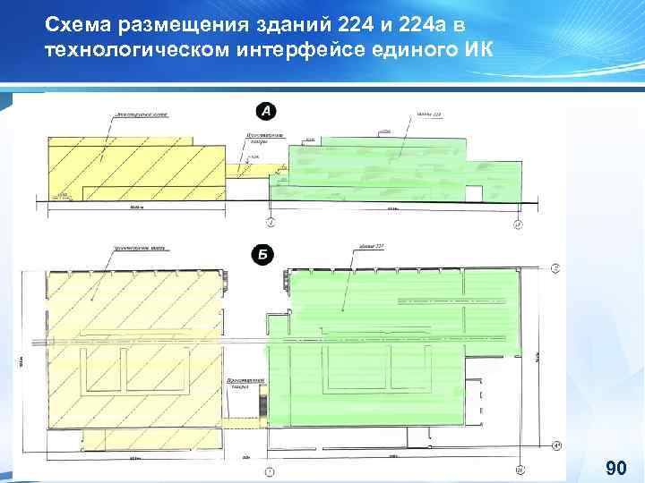 Схема размещения зданий 224 и 224 а в технологическом интерфейсе единого ИК 90 
