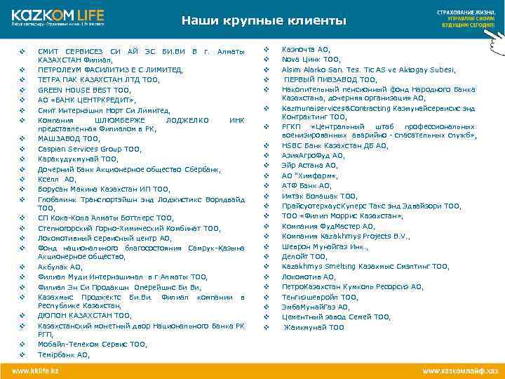 Наши крупные клиенты v v v v v v v СМИТ СЕРВИСЕЗ СИ АЙ