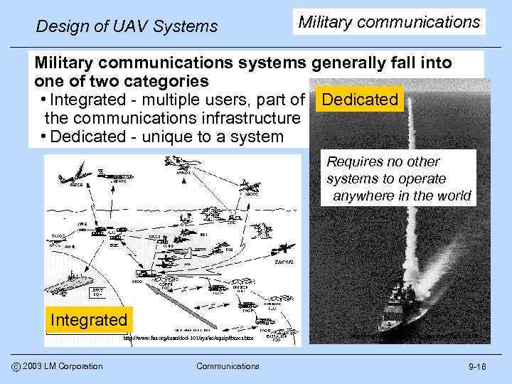 Design of UAV Systems Military communications systems generally fall into one of two categories