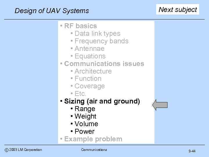 Design of UAV Systems Next subject • RF basics • Data link types •