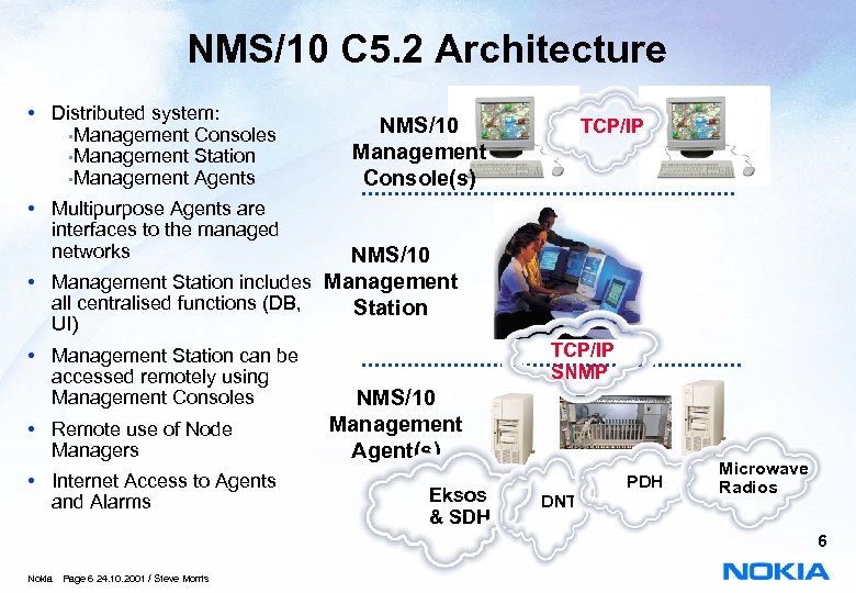 NMS/10 C 5. 2 Architecture • Distributed system: • Management Consoles • Management Station