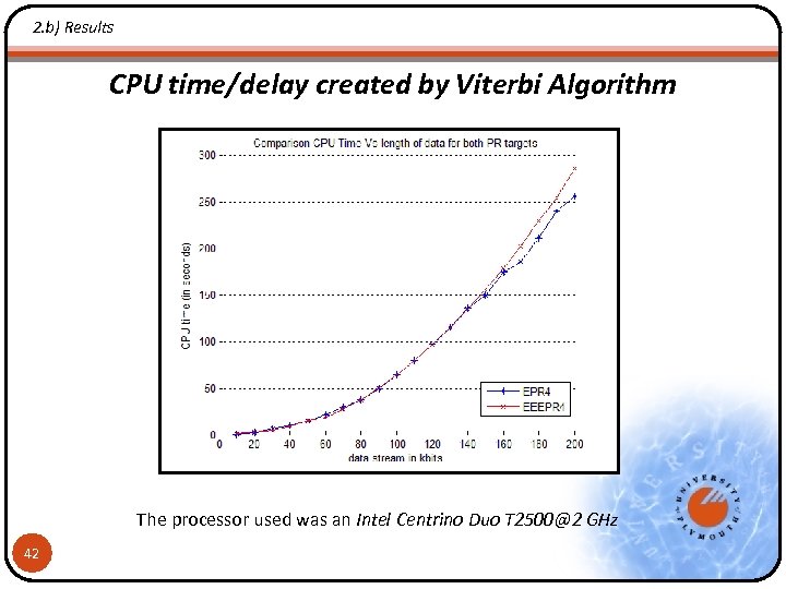 2. b) Results CPU time/delay created by Viterbi Algorithm The processor used was an