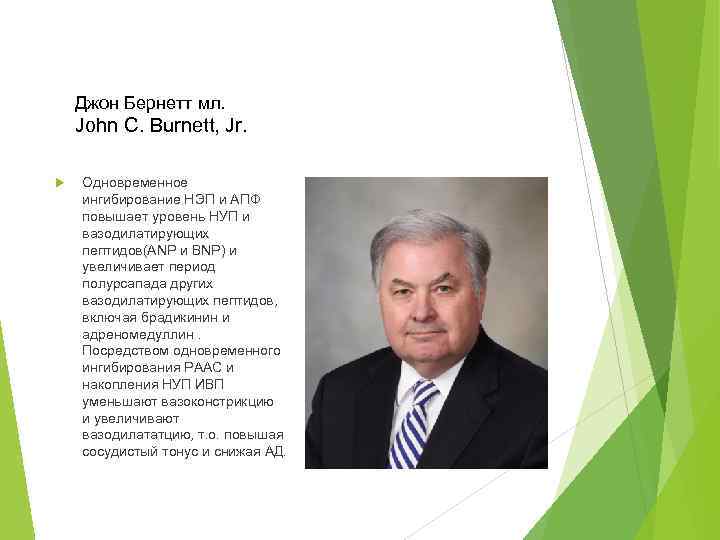 Джон Бернетт мл. John C. Burnett, Jr. Одновременное ингибирование НЭП и АПФ повышает уровень