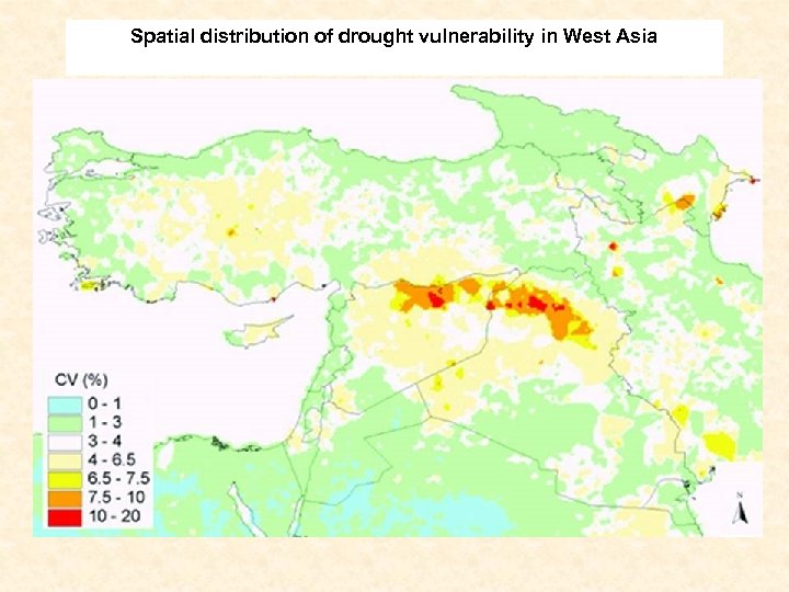 Spatial distribution of drought vulnerability in West Asia 