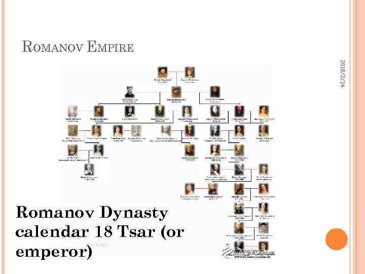 ROMANOV EMPIRE 2018/2/14 Romanov Dynasty calendar 18 Tsar (or emperor) 