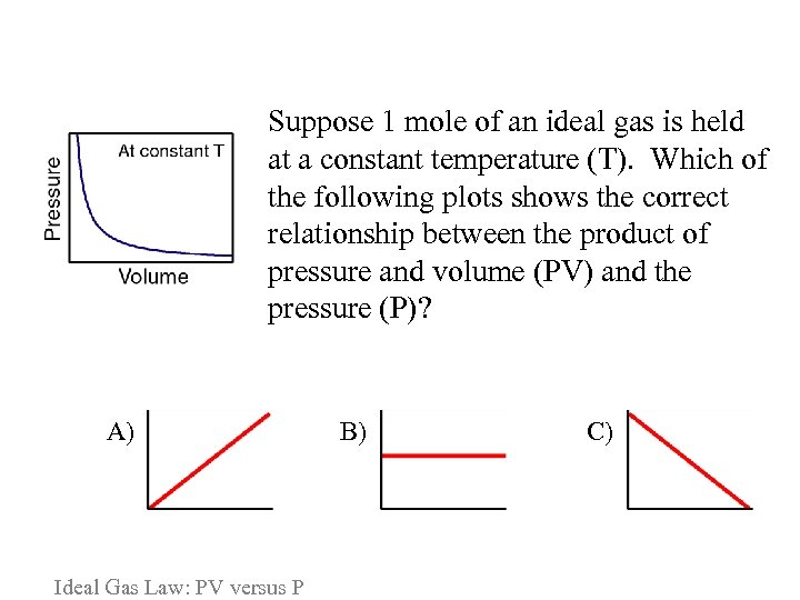 Suppose 1 mole of an ideal gas is held at a constant temperature (T).