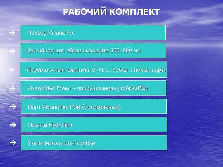 РАБОЧИЙ КОМПЛЕКТ Прибор Vivano. Tec Контейнер для сбора экссудата 300, 800 мл. Перевязочный комплект