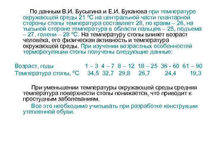 По данным В. И. Бусыгина и Е. И. Буканова при температуре окружающей среды 21