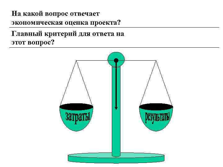 На какой вопрос отвечает экономическая оценка проекта? Главный критерий для ответа на этот вопрос?