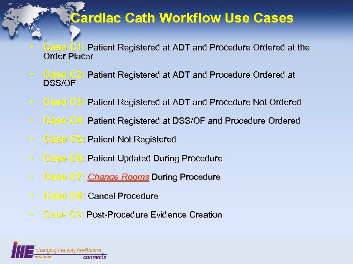 Cardiac Cath Workflow Use Cases • Case C 1: Patient Registered at ADT and
