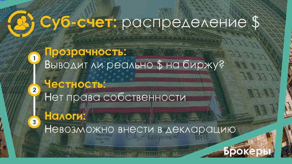 Суб-счет: распределение $ 1 Прозрачность: Выводит ли реально $ на биржу? 2 Честность: Нет