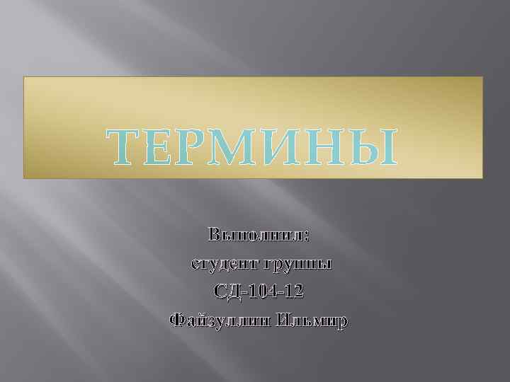ТЕРМИНЫ Выполнил: студент группы СД-104 -12 Файзуллин Ильмир 