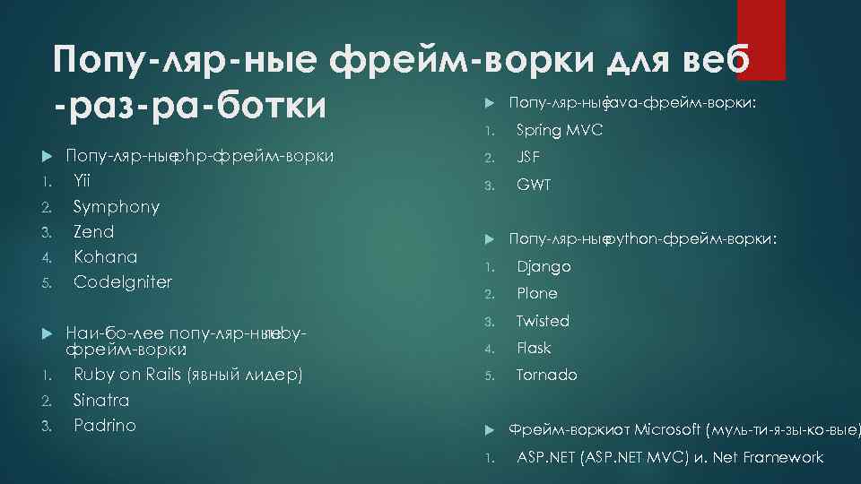 Попу ляр ные фрейм ворки для веб Попу ляр ные java фрейм ворки: раз