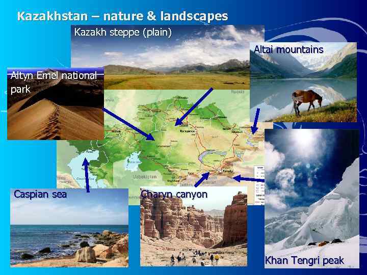 Kazakhstan – nature & landscapes Kazakh steppe (plain) Altai mountains Altyn Emel national park