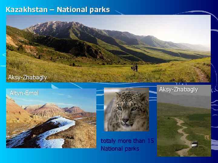 Kazakhstan – National parks Aksy-Zhabagly Altyn-Emel totaly more than 15 National parks 