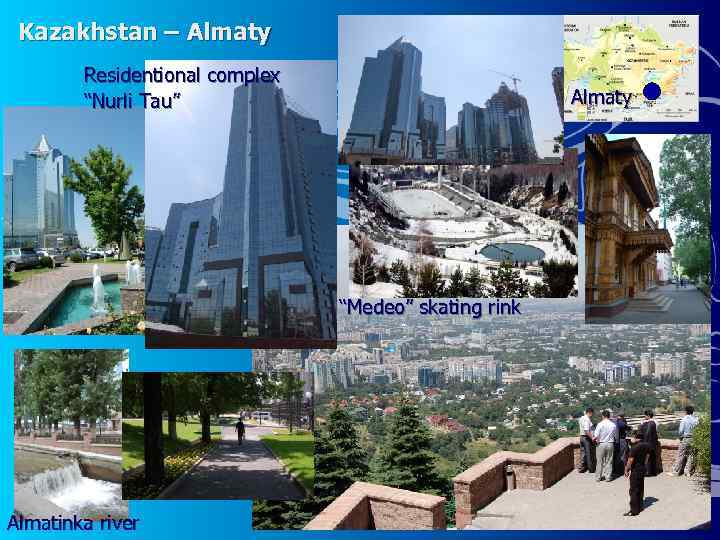 Kazakhstan – Almaty Residentional complex “Nurli Tau” Almaty “Medeo” skating rink Almatinka river 