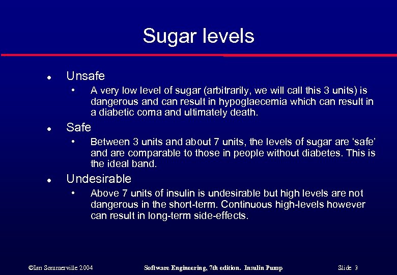 Sugar levels l Unsafe • l Safe • l A very low level of