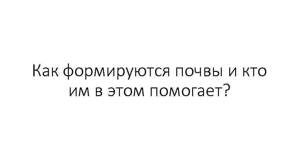 Как формируются почвы и кто им в этом помогает? 