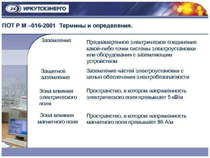 ПОТ Р М – 016 -2001 Термины и определения. Заземление Преднамеренное электрическое соединение какой-либо