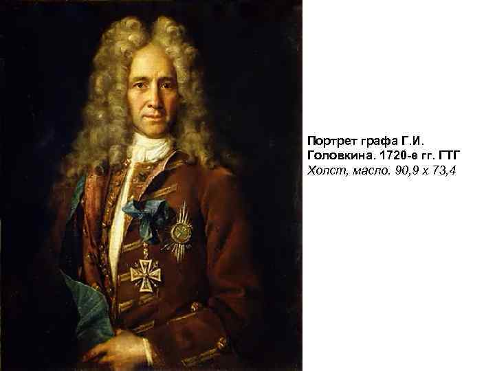 Портрет графа Г. И. Головкина. 1720 -е гг. ГТГ Холст, масло. 90, 9 х