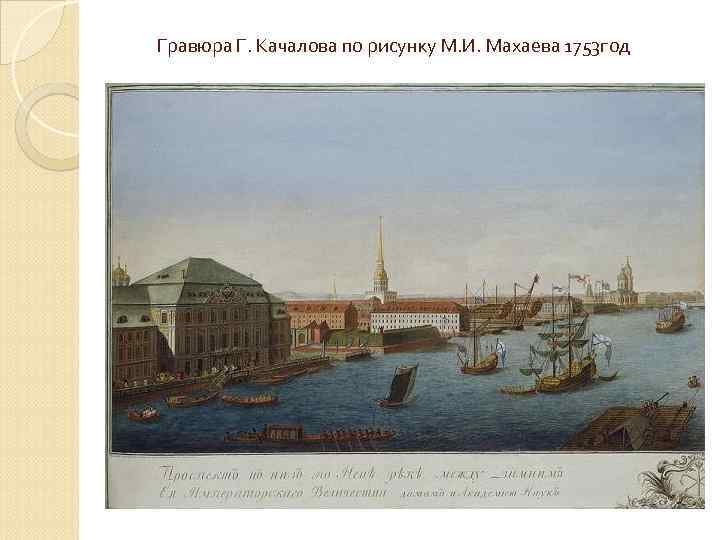 Гравюра Г. Качалова по рисунку М. И. Махаева 1753 год 