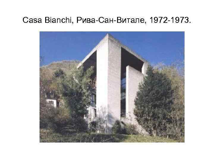 Casa Bianchi, Рива-Сан-Витале, 1972 -1973. 