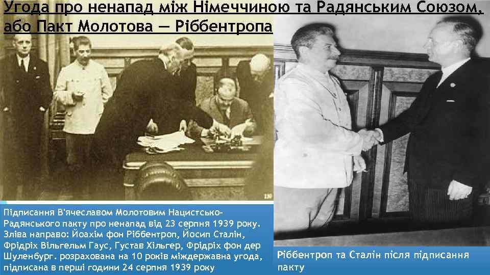 Угода про ненапад між Німеччиною та Радянським Союзом, або Пакт Молотова — Ріббентропа Підписання