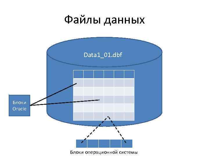 Файлы данных Data 1_01. dbf Блоки Oracle Блоки операционной системы 