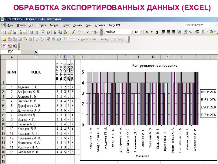 ОБРАБОТКА ЭКСПОРТИРОВАННЫХ ДАННЫХ (EXCEL) 