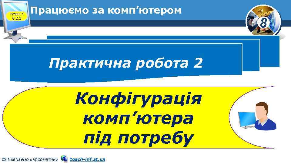 Розділ 2 § 2. 3 Працюємо за комп’ютером Практична робота 2 Конфігурація комп’ютера під