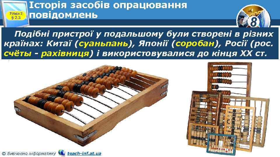 Розділ 2 § 2. 3 Історія засобів опрацювання повідомлень 8 Подібні пристрої у подальшому