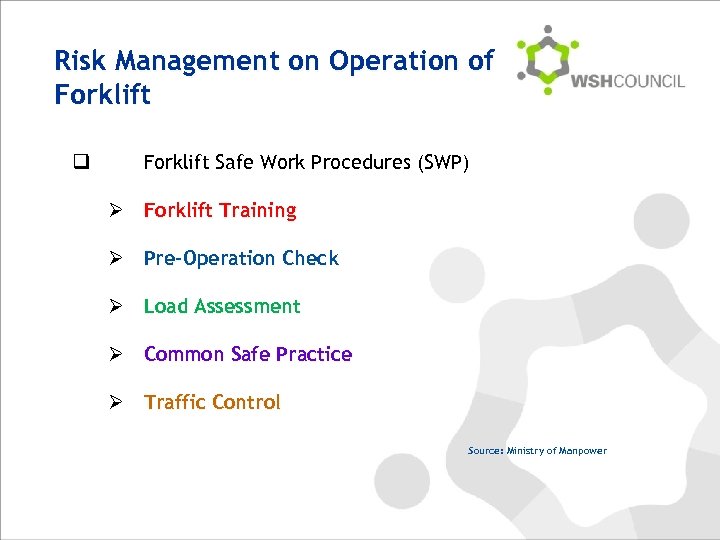 Risk Management on Operation of Forklift q Forklift Safe Work Procedures (SWP) Ø Forklift