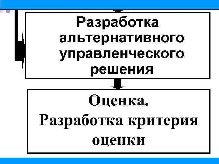 Разработка альтернативного управленческого решения Оценка. Разработка критерия оценки 