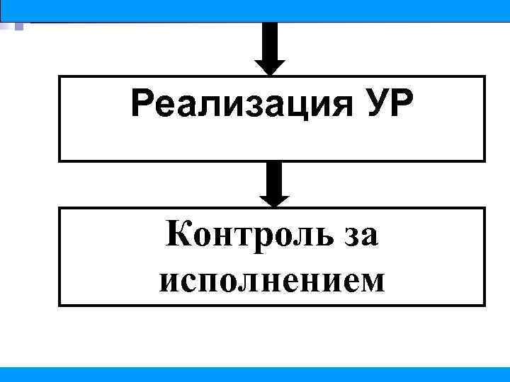 Реализация УР Контроль за исполнением 