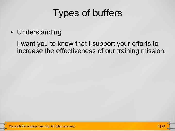 Types of buffers • Understanding I want you to know that I support your